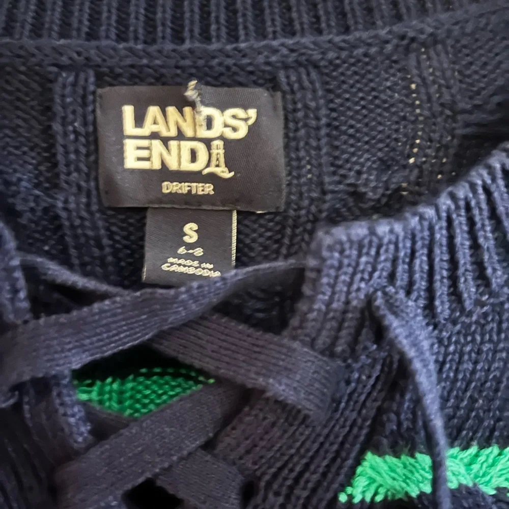 Lands' End/Women’s LS Navy, Green, White, Yellow Sweater, NWOT - Picture 4 of 5